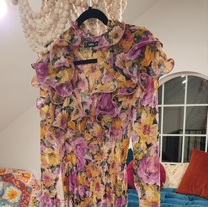 Purple Maxi ruffle floral dress